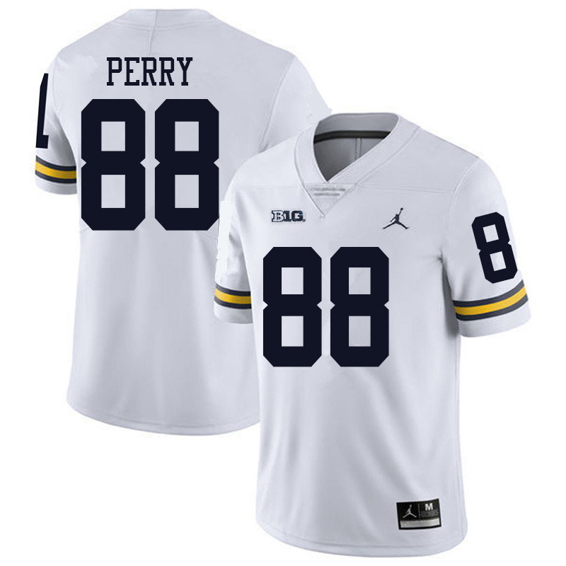 Jordan Brand Men #88 Grant Perry Michigan Wolverines College Football Jerseys Sale-White